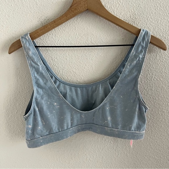 Victoria's Secret PINK Blue Acid Wash Soft Pull On Bralette Lounge Casual Large - Picture 2 of 6